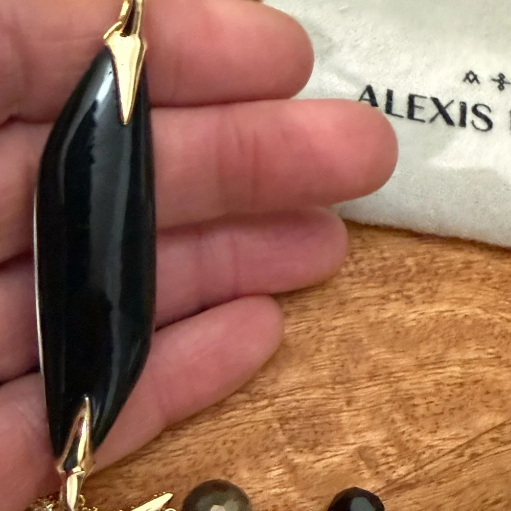 Alexis Bittar Black and Gold Crystal Futuristic Lucite Archive Necklace NWT - Picture 7 of 12